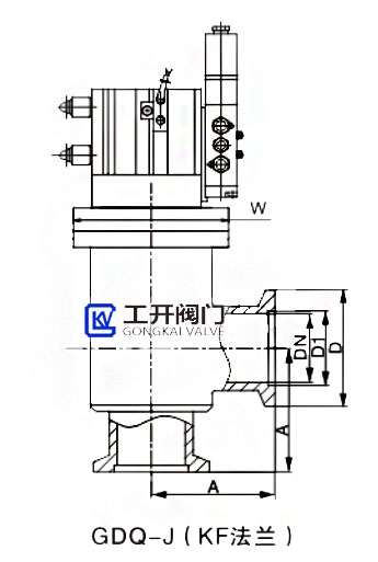 GDQ-J氣動高真空擋板閥KF法蘭尺寸